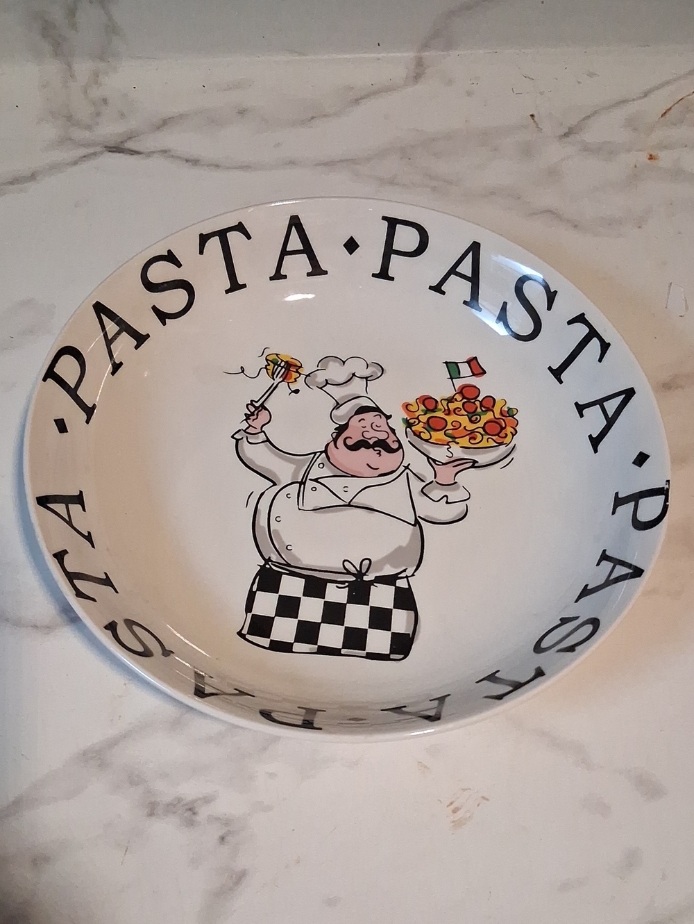 Pasta Serving Bowl - White Chef Design